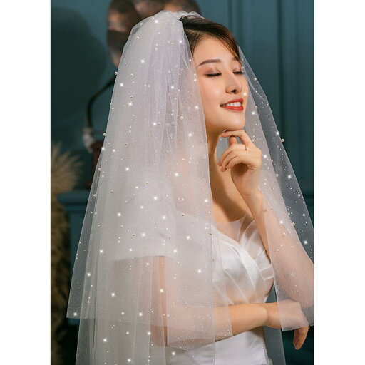 ウェディング ベール 花嫁 パール 髪飾り ミドル丈 かわいい フェミニン 結婚式 披露宴 セレモニー 前撮り シースルー シフォン コスプレ 小道具 白 ウェディング ベール 花嫁 パール 髪飾り ミドル丈 かわいい フェミニン 結婚式 披露宴 セレモニー 前撮り シースルー シフォン コスプレ 小道具 白