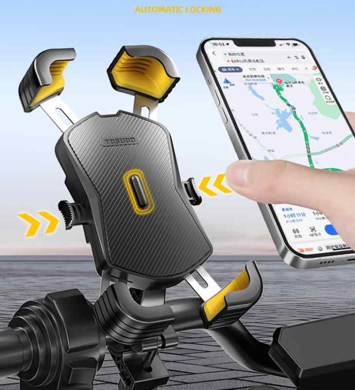 スマホホルダー 自転車 オートバイ マウンテンバイク 携帯電話 スタンド クリップ 耐衝撃性 安定 使い..