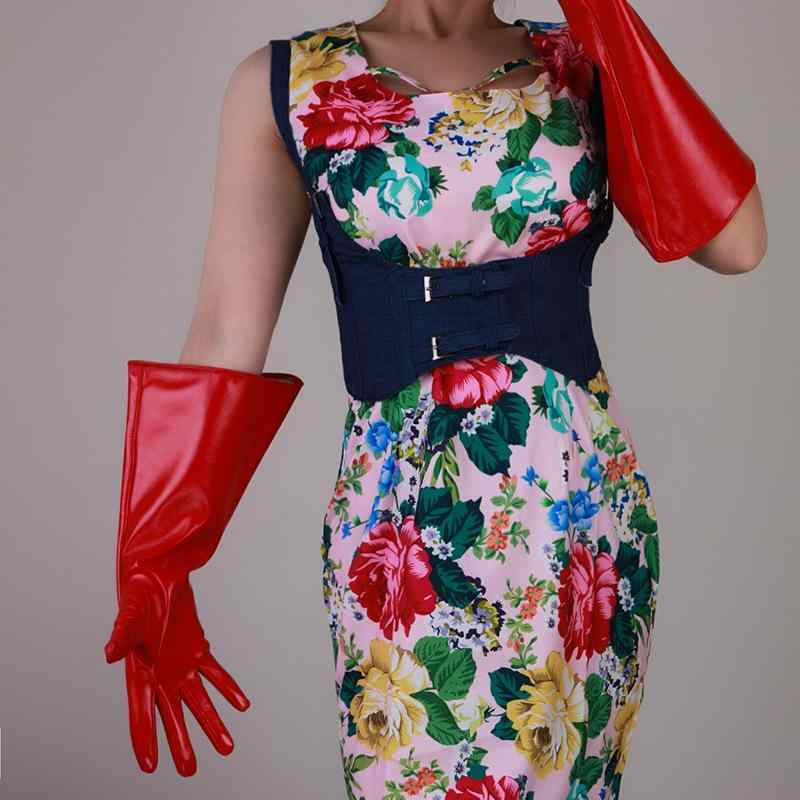 ロンググローブ レディース 黒 赤 白 エナメル 衣装 手袋 タッチスクリーン ビッグスリーブ ルーズ フ..