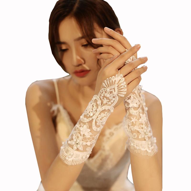 グローブ ブライダル ウェディング 結婚式 花嫁 写真 ハンド スリーブ レース メッシュ ロング ショート 薄手 2次会 パーティ アクセサリー 白 シャンパン