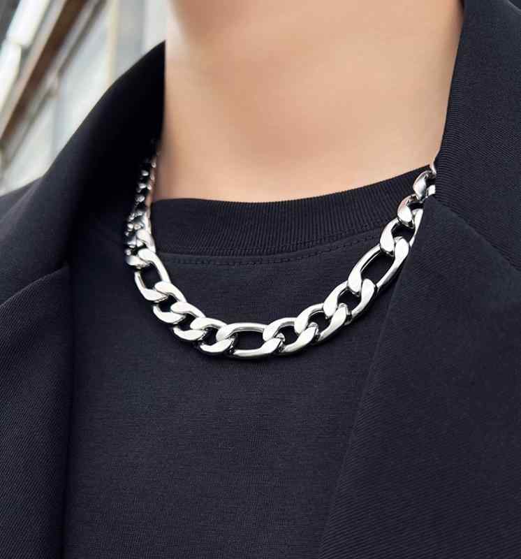 太い チェーン ネックレス メンズ チタン レディース ヒップ ホップ パンク 鎖骨 アクセサリー おしゃれ 喜平 ダンサー ダンス