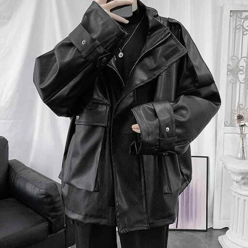 アウター メンズ 秋冬 レザー ジャケット 韓国 ジップアップ かっこいい 黒 ゆったり 大きいサイズ ファッション ポケット 防寒 暖かい アウター メンズ 秋冬 レザー ジャケット 韓国 ジップアップ かっこいい 黒 ゆったり 大きいサイズ ファッション ポケット 防寒 暖かい