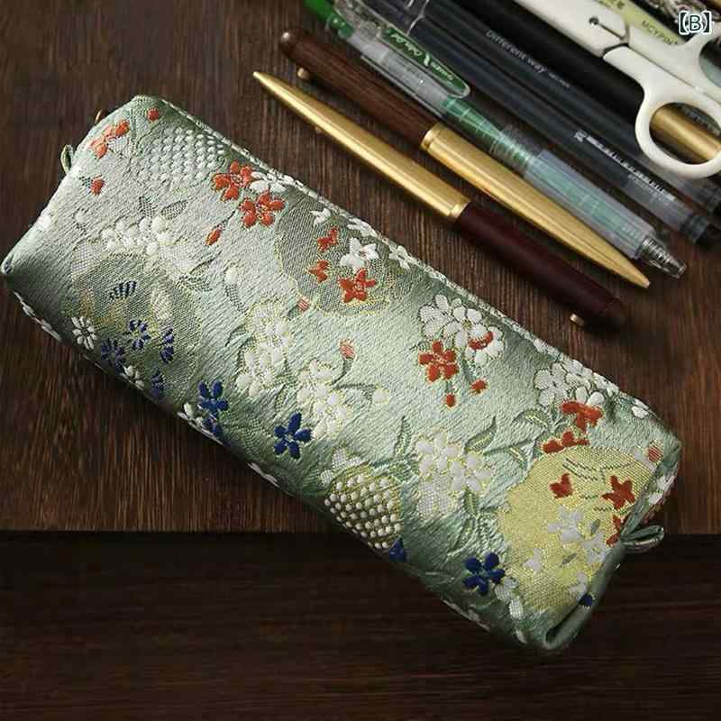 ペンケース おしゃれ レトロ 鉛筆 バッグ 刺繍 筆箱 中国風 文具 文房具 小物入れ ガジェット 女の子 大容量 キャンバス PU うさぎ 紫 黄色 青 frontop-12210278 フロントップ楽天市場店 サンプル画像3