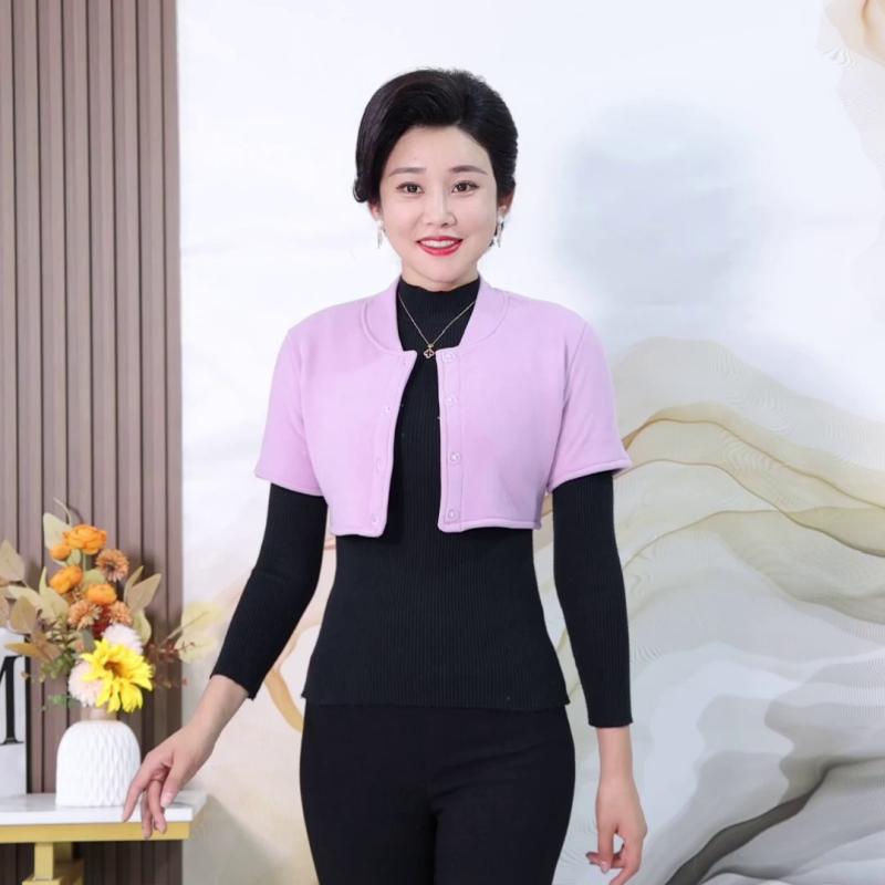 肩あて 寝具 レディース 秋冬 半袖 裏ボア 厚手 暖かい 防寒 ショート丈 ボタン ソフト シンプル おし..