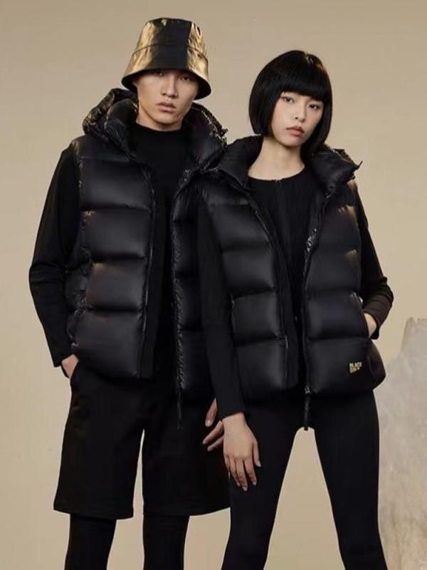 ダウンベスト メンズ フード付き ユニセックス 黒 ゴールド ジャケット アウター ウェア 韓国 ルーズ カジュアル 厚手 ホワイトダック 秋 短め