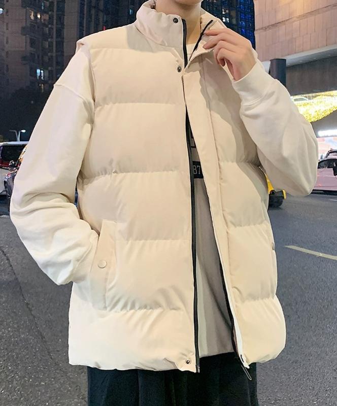 ダウンベスト メンズ ベスト フードレス 秋 冬 ルーズ スタンド カラー ジャケット ボーイズ 厚手 暖かい カーキ 黒 おしゃれ ジップアップ素材構成: ポリエステル繊維100