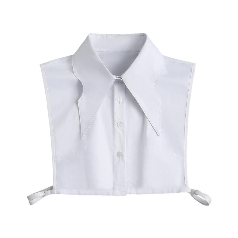 付け襟 シャツ フェイク レディース 不規則カラー ビッグ ロング ピークド 多用途 シャツ 韓国 ファッション エレガント ブラウス 白