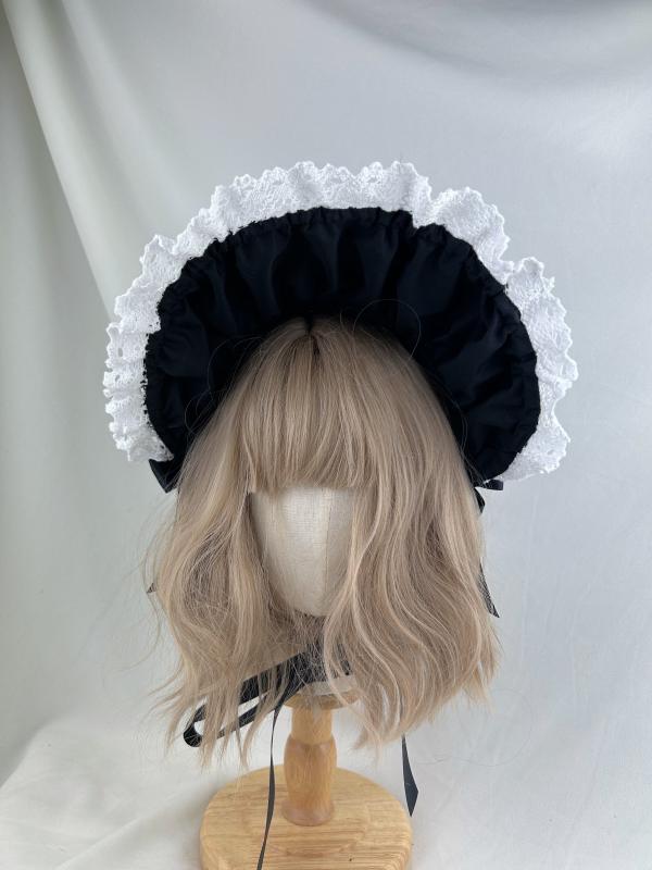 ロリータ ヘアアクセサリー 髪飾り リボン ヘッドドレス 帽子 ゴスロリ パンク スタイル メイド 写真 撮影 小物 ファンシー かわいい フリフリ ガーリー イベント コスプレ 衣装 黒 赤 紫