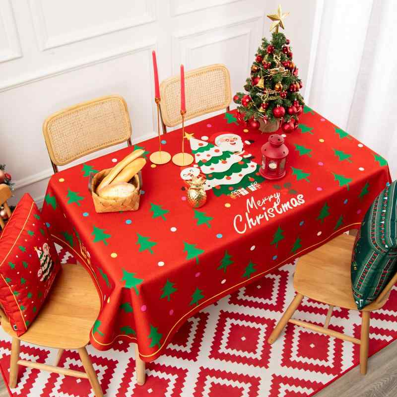 テーブルクロス クリスマス おしゃれ 赤 緑 サンタクロース チェック柄 ツリー コットン リネン 北欧 ダイニング コーヒー 正方形 長方形 マルチカバー パーティー