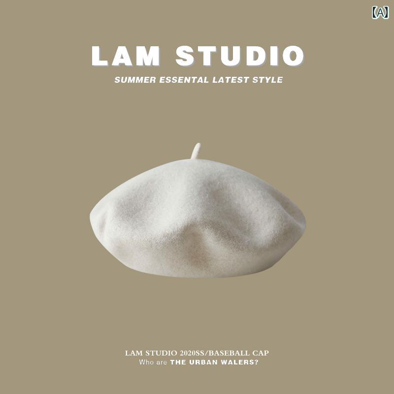 レディース 秋冬 ベレー帽 クラシック ソリッドカラー ウール レトロ 韓国 ファッション コーデ 文学 ..