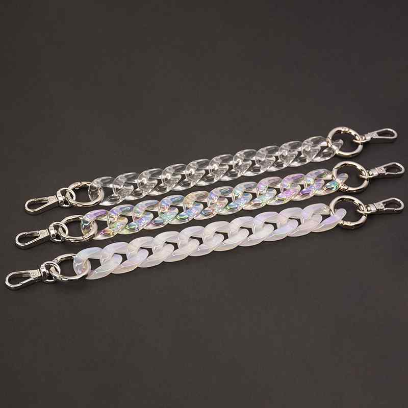 バッグ 持ち手 ショルダーストラップ ハンドル 金具 手芸 パーツ 材料 アクリル 樹脂 ナスカン チェーン 手作り DIY クラフト ハンドメイド リメイク 付け替え 修理 交換 素材 鞄 手提げ 肩掛け アクセサリー おしゃれ クリア 透明 オーロラ