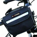 クロスバイク フレームバッグ 自転車アクセサリー サイクリング 防水 スマホホルダー メッシュポケット 大容量 反射加工 カジュアル 黒 赤 青