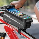クロスバイク フレームバッグ 自転車アクセサリー サイクリング 大容量 軽量 コンパクト スマホホルダー タッチパネル対応 反射加工 取り付け簡単 黒 グレー