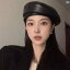ベレー帽 レディース 秋冬 ソリッドカラー PU レザー 韓国 レトロ 小顔 画家 ブラック ベージュ カーキ..