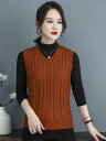 ベスト レディース 秋冬 シニア ウール ニット 柔らかい 快適 トップス 大きいサイズ Vネック 婦人服 ギフト 母の日 おしゃれ シンプル 緑 黒 赤
