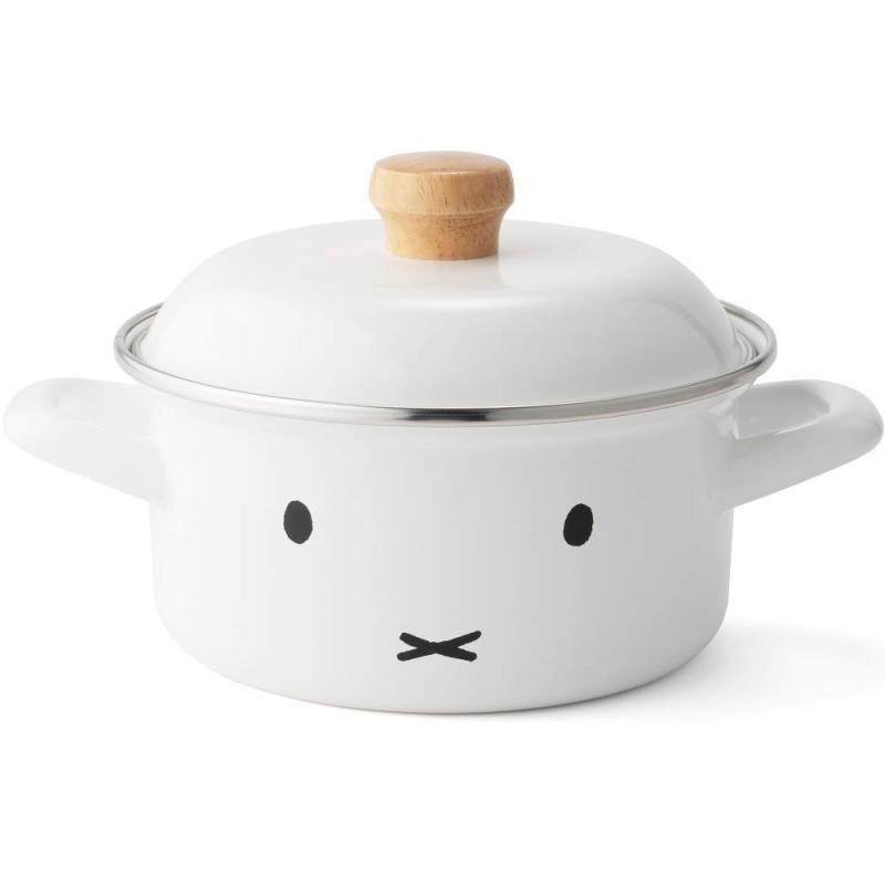 富士ホーロー(Fuji Horo) キャセロール 両手鍋 ホワイト IH対応 15cm ミッフィー フェイスのサムネイル