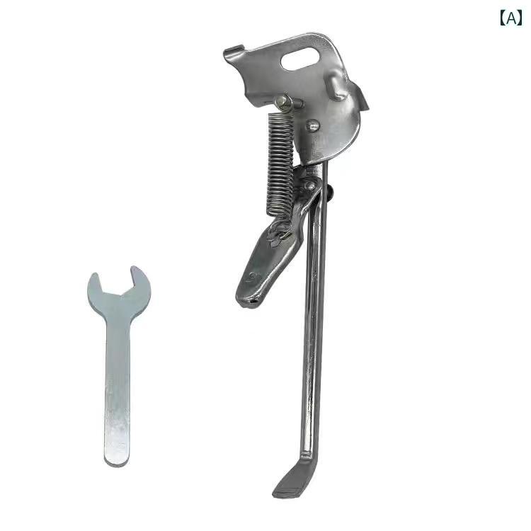 自転車 スタンド サイド キック 取り付け 屋外 18 20 26インチ 片足 両立 転倒防止 耐久性 サイクル アクセサリー パーツ グッズ 用品 サポート 駐輪 調整可能 ロード クロス マウンテンバイク 通勤 通学 ブラック シルバー(4)