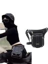 バイク ウエストバッグ メンズ レディース レッグポーチ 鞄 防水 チェーン PUレザー ツーリング アウトドア レトロ カジュアル 無地 黒