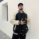 スタジャン ジャケット メンズ おしゃれ 大きいサイズ ビッグサイズ バイカラー 秋 ゆったり 皮 アウター カジュアル(4)