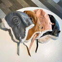 防寒 帽子 メンズ レディース フライトキャップ 秋冬 グレー 黒 ピンク ロゴ 厚手 暖かい PU レザー 革 ファー 耳あて 防風 ユニセックス レジャー ...