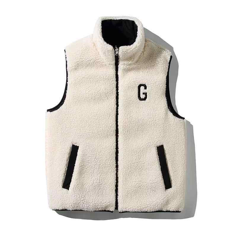 ボアベスト メンズ 秋冬 リバーシブル アウター もこもこ 暖かい あったか 厚手 防寒 ウール ジャケット ジップアップ ポケット付き 大きいサイズ 白 黒 グレー