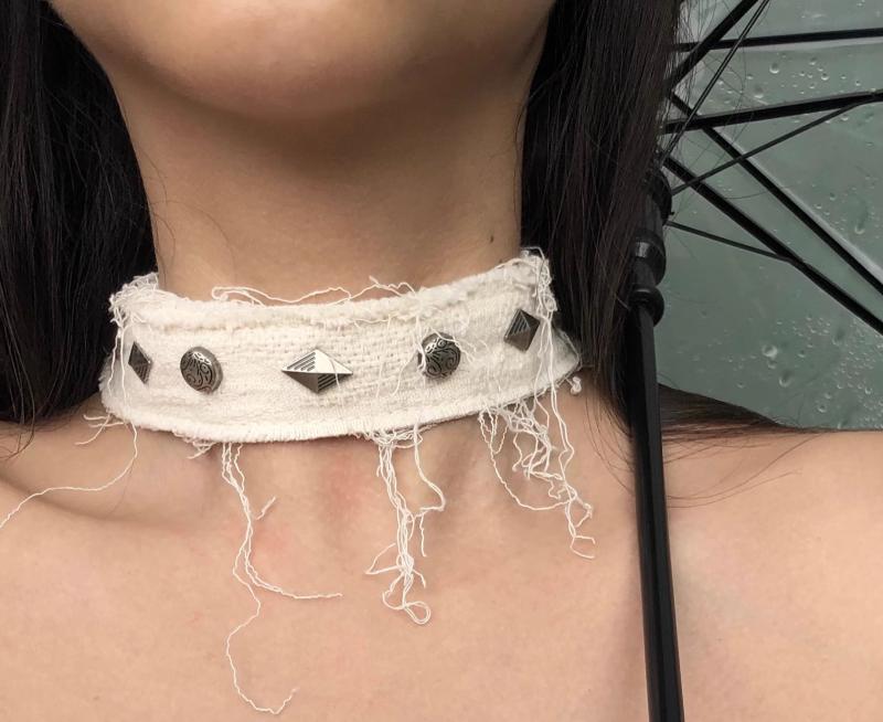 チョーカー レディース パンク スタッズ レトロ 綿 麻 首輪 春夏 秋冬 ファッション アクセサリー コスプレ 衣装 パーティー サブカル