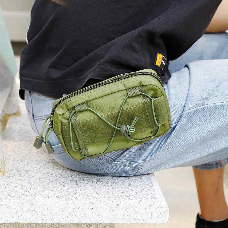 ベルトポーチ メンズ ミリタリー 多機能 アウトドア ウエストバッグ 耐摩耗性 スポーツ カーキ ケース オックスフォード ファスナー コンパクト