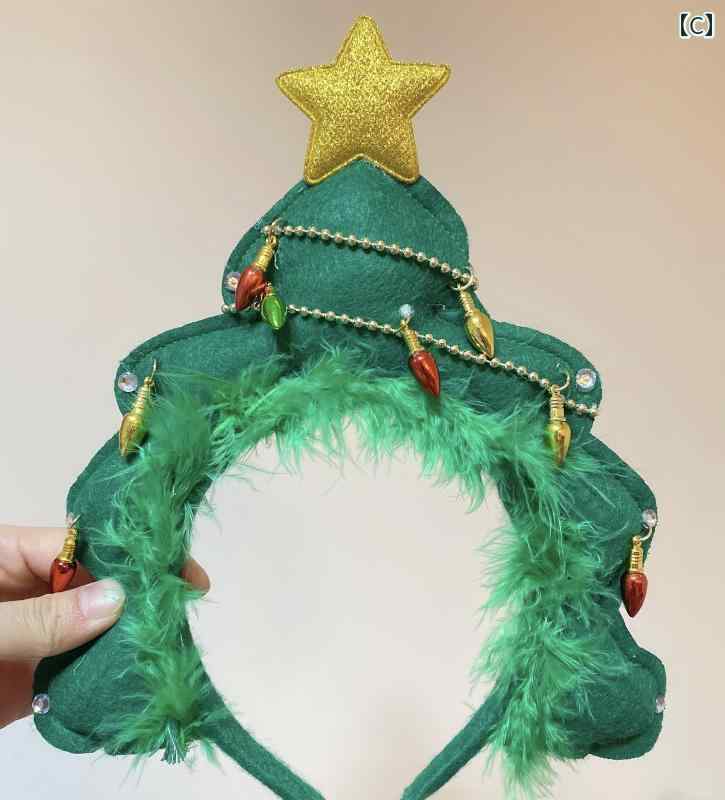 クリスマス ヘアアクセサリー カチューシャ 髪飾り 子供 ツリー 帽子 トナカイ 角 イベント コスプレ 仮装 パーティー 写真撮影 小道具 装飾 3
