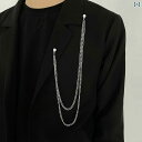 スーツ ラペルピン チェーン ブローチ メンズ ロング シンプル アクセサリー ジャケット おしゃれ 二次会 デート 普段使い ファッション プレゼント 金 銀...