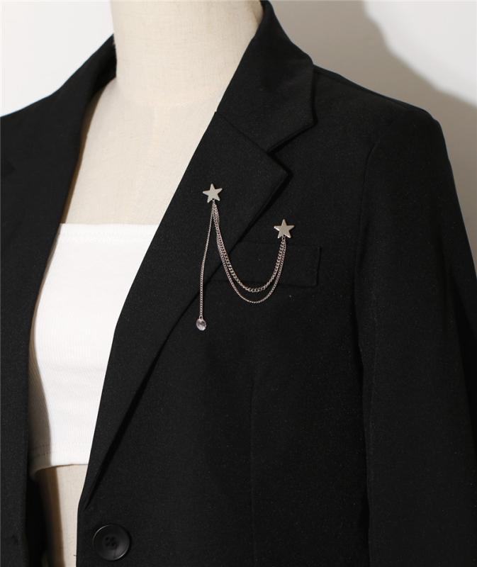 スーツ ラペルピン チェーン カラーバー 韓国 ブローチ 星 メンズ レディース ファッション おしゃれ ジャケット 二次会 パーティー 普段使い プレゼント