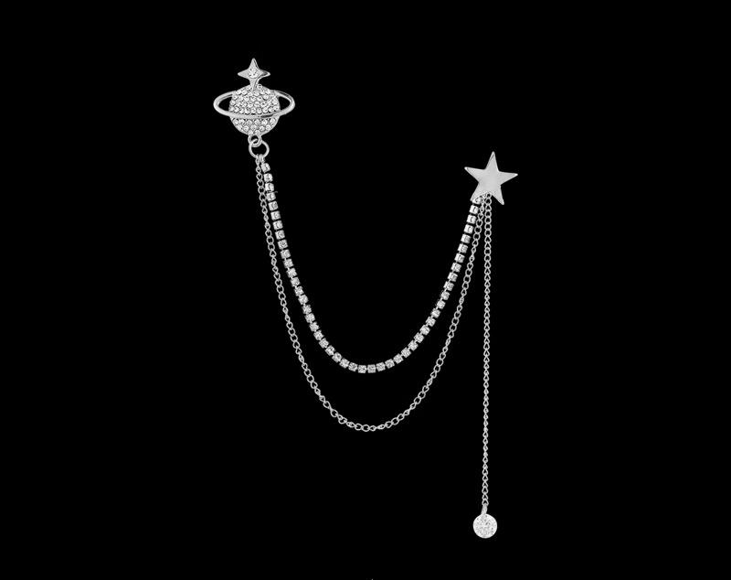 スーツ ラペルピン チェーン 韓国 惑星 ブローチ メンズ レディース 装飾 アクセサリー おしゃれ デート パーティー ビジネス ジャケット 華やか プレゼン...