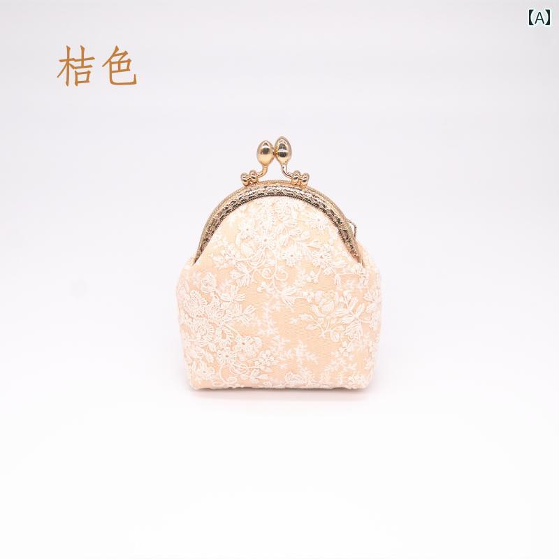 がま口財布 かわいい レディース 小銭入れ ガジェットポーチ 手作り レース レトロ ミニ ヘッドフォンバッグ キー カード オレンジ グリーン ブルー コンパクト frontop-13148820 フロントップ楽天市場店 サンプル画像2