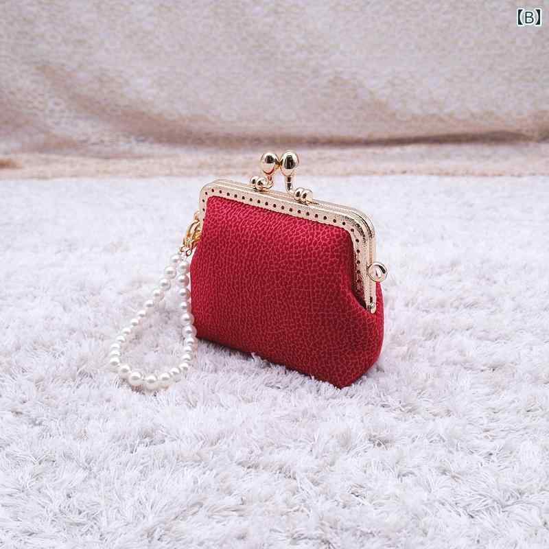 がま口財布 かわいい レディース 小銭入れ ガジェットポーチ 手作り レトロ ベルベット ミニ ヘッドフォンバッグ カード グレー レッド スクエア シンプル frontop-13148836 フロントップ楽天市場店 サンプル画像3