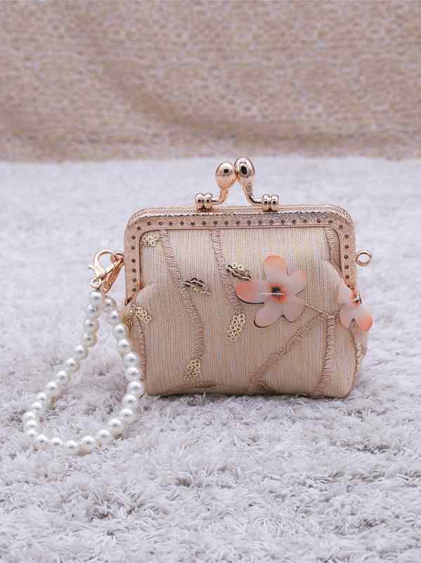 がま口財布 かわいい レディース 小銭入れ ガジェットポーチ 手作り レトロ レース ミニ ヘッドフォンバッグ カード オレンジ ホワイト 花柄 コンパクト ストラップ frontop-13148847 フロントップ楽天市場店 パッケージ画像