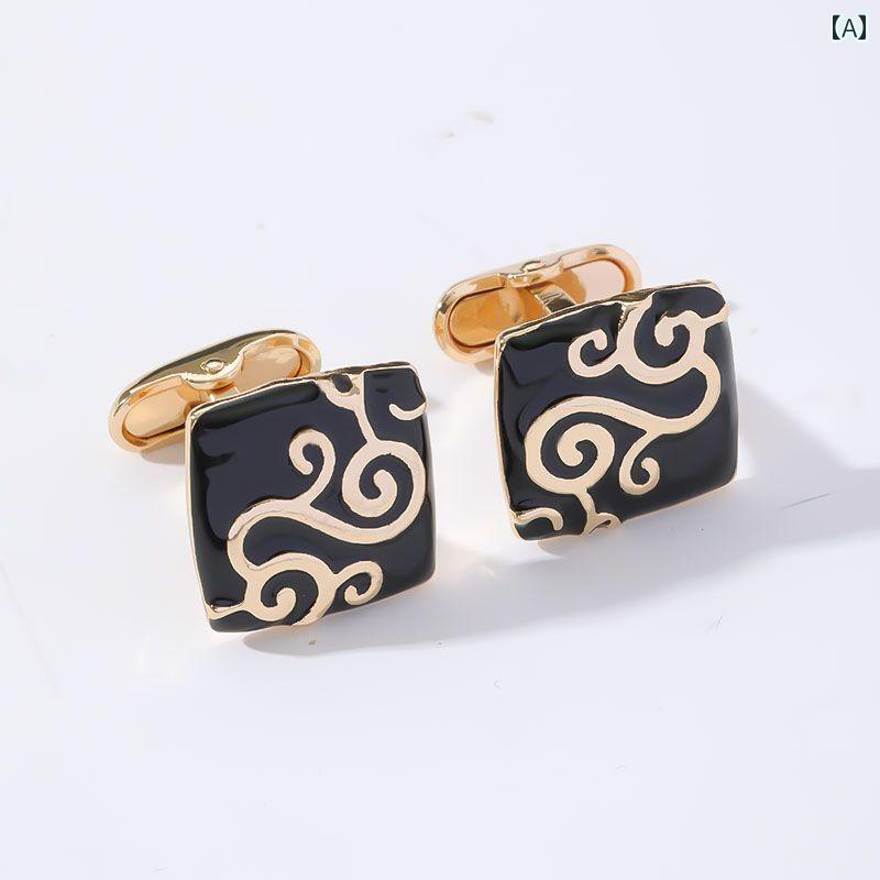 カフスボタン 結婚式 おしゃれ カフス ボタン シャツ スーツ ビジネス メタリック キラキラ メンズ レディース ゴールド シルバー 黒 スクエア ラウンド ...