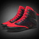 ボクシング シューズ メンズ レディース ハイカット レースアップ 軽量 通気 メッシュ 滑り止め 耐摩耗 ジム トレーニング 格闘技 屋内 おしゃれ 黒 白