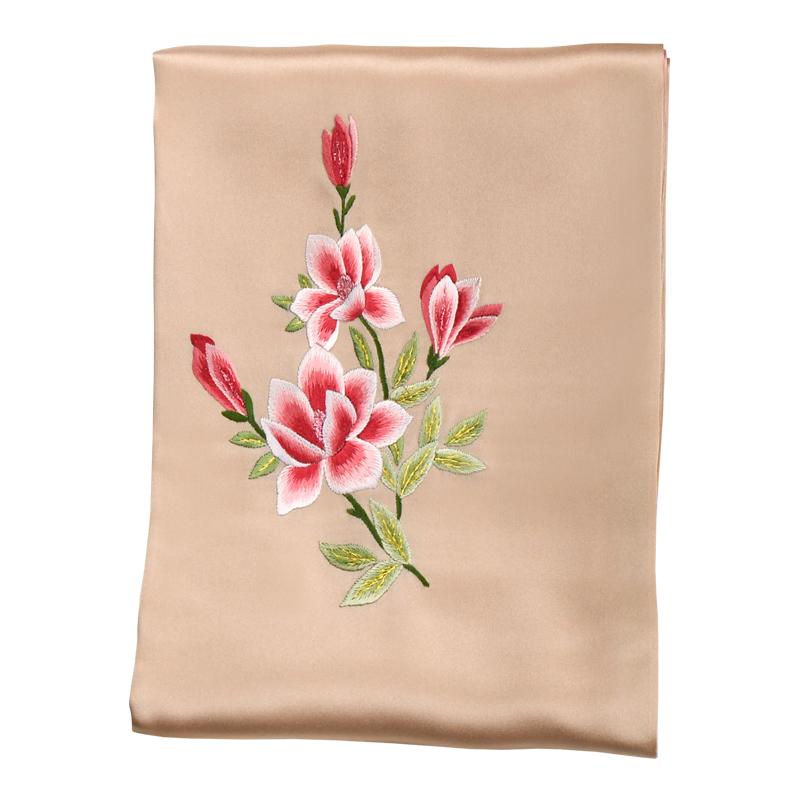 スカーフ レディース ショール 60代 ギフト シニアファッション おばあちゃん 春秋 ピンク 紫 金 花 刺繍 敬老 母の日 誕生日 クリスマス おしゃれ