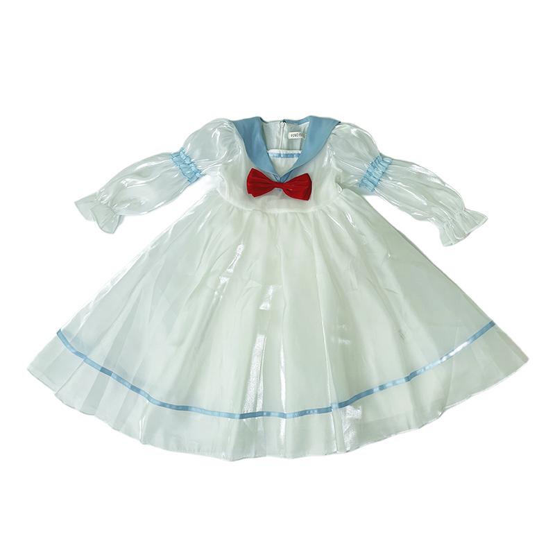 ロリータ ワンピース 子供 女の子 キッズ スカート 春秋 ホワイト ドレス プリンセス Aライン 綿 長袖 かわいい 小学生 誕生日 結婚式