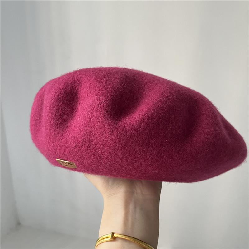 ベレー帽 レディース 秋冬 春 メンズ 黒 紫 茶 無地 ウール フェルト 暖かい レトロ シンプル 普段使い..