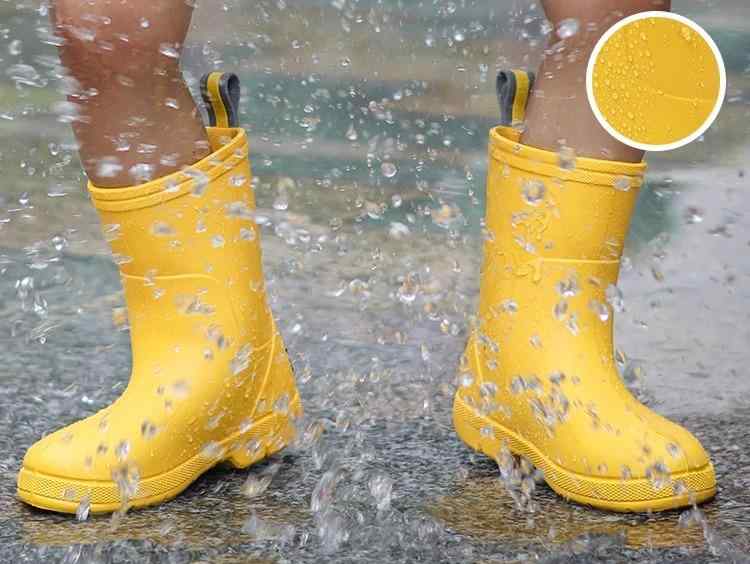 レインブーツ キッズ 男の子 女の子 滑り止め 軽量 小学生 ベビー ウォーター シューズ イエロー ブルー ピンク 厚手 EVA シンプル おしゃれ(4)
