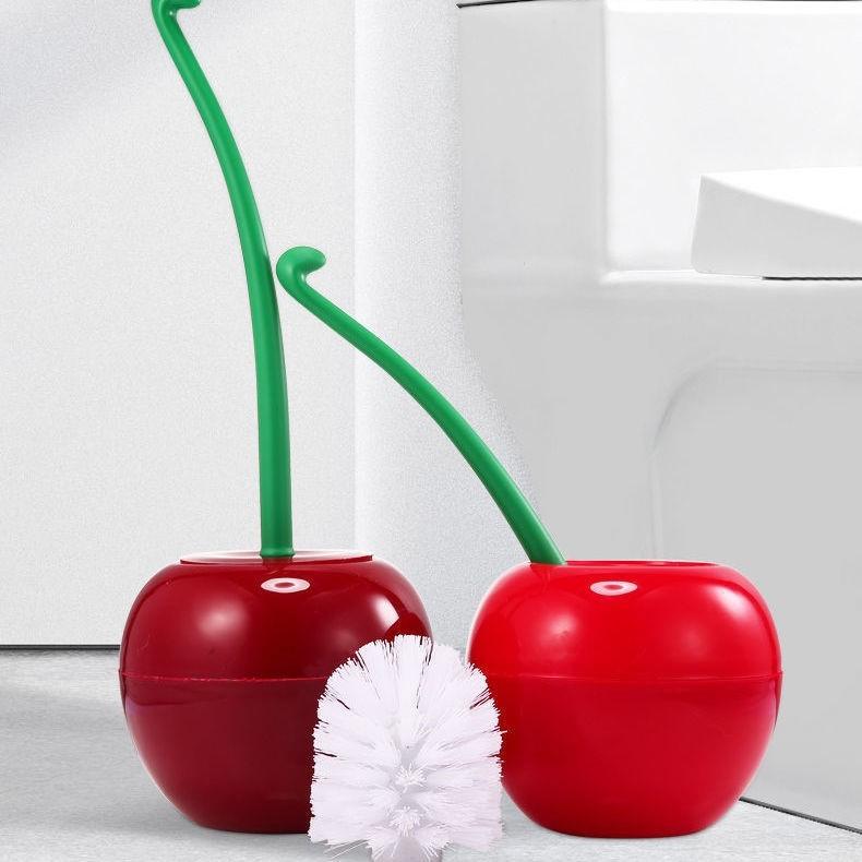 トイレブラシ おしゃれ 掃除 クリーナー 収納ケース 一体型 小さいサイズ チェリー さくらんぼ 省スペース 雑貨 フチ裏 モダン 赤 お手入れ簡単