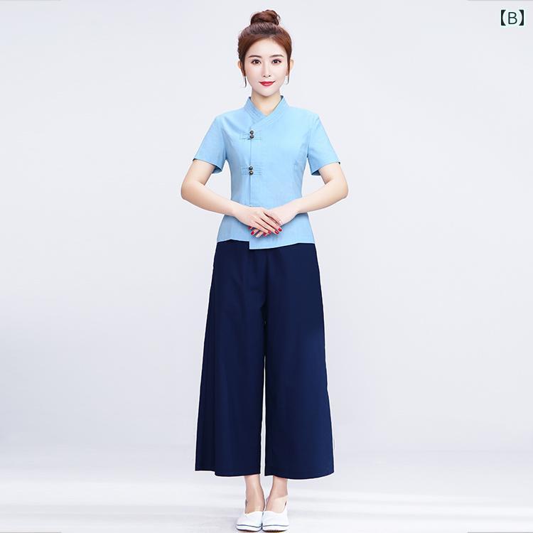 受付 制服 ワンピース レディース おしゃれ 夏 ビジネスウェア 女性 黒 中国 チャイナ 美容 営業 スカート ネイビー