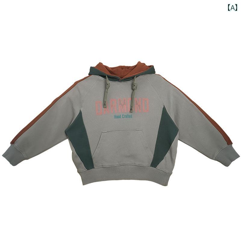 子供服 男の子 パーカー 秋冬 春 女の子 トップス キッズ ジュニア フード スウェット プルオーバー 長袖 英字 プリント ラグラン オーバーサイズ 大きい おしゃれ レジャー アウトドア