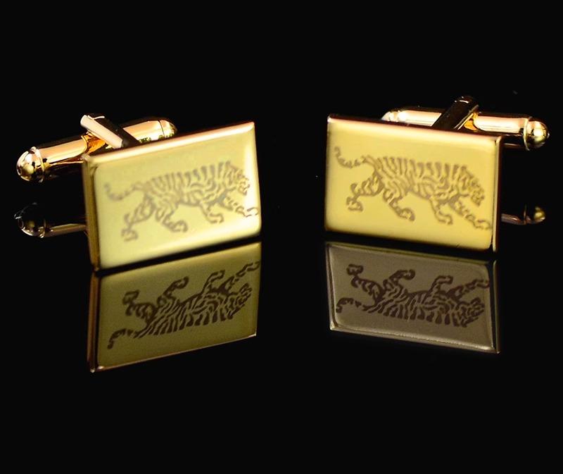 メンズ アクセサリー カフス ボタン 袖口 フレンチ シャツ ダブルカフ 男性 合金 真鍮 厚い メッキ ゴールド ブルー 虎 犬 アニマル シリーズ 創造的 おしゃれ 個性的 カフリンクス 耐久性 多用途 スリーブ スタッズ パーティー