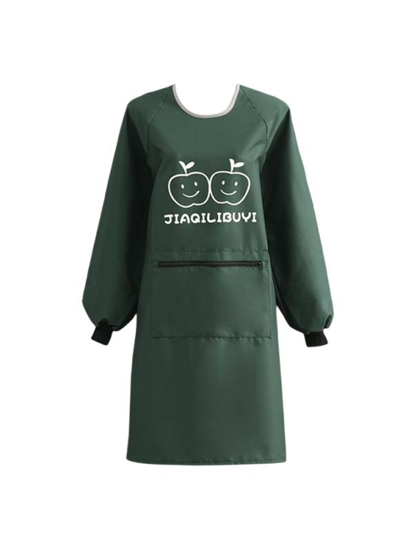 スモック メンズ レディース 男女兼用 おしゃれ 大人 耐油 防汚 赤 茶 青 りんご ポケット ファスナー ..