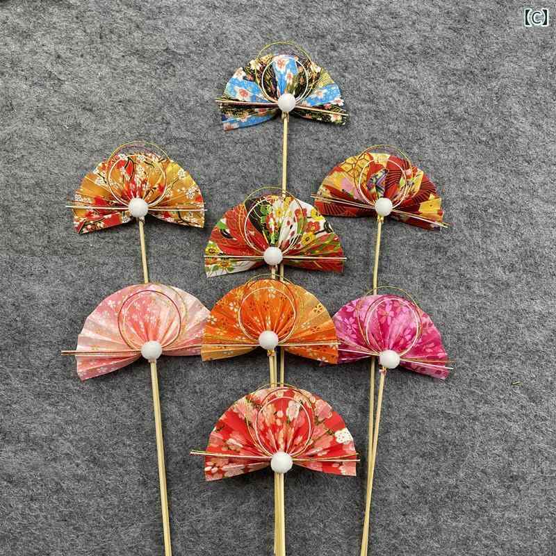 正月飾り ピック 扇 水引 和風 おしゃれ モダン 花柄 長さ35cm 8本セット フラワーアレンジメント オーナメント しめ縄 門松 材料 春節
