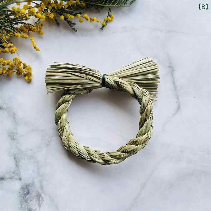 しめ縄飾り 材料 リース 淡水草 ラフィア ロープ リング 縦型 ハート 正月 和風 クリスマス ハンドメイド 壁掛け フラワーアレンジメント シンプル モダン 白