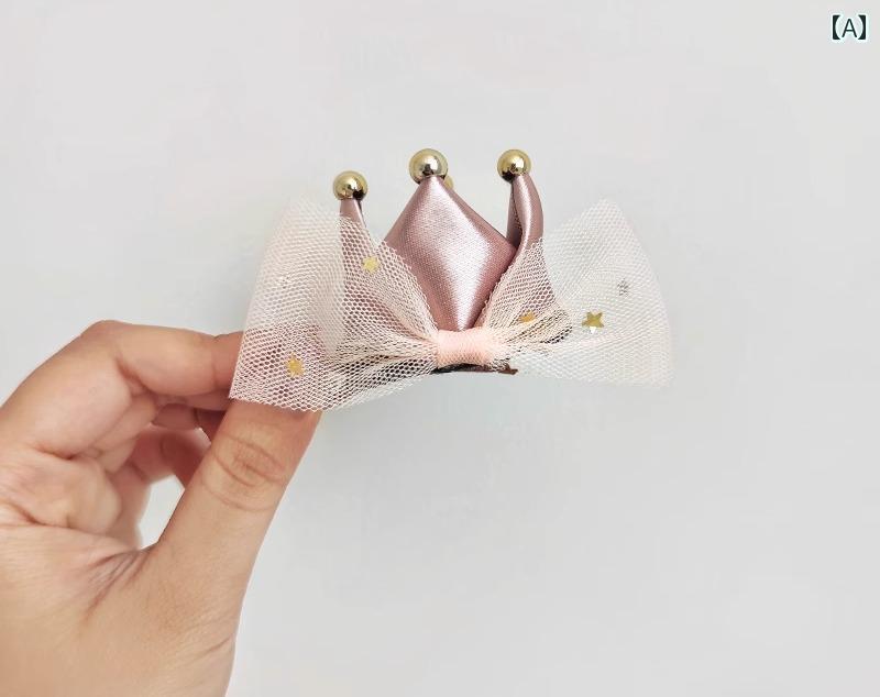 ペット 帽子 誕生日 頭飾り ミニクラウン ヘアピン 猫 犬 装飾 かわいい 写真 撮影用 小道具 かぶりもの 動物 クリップ 赤 ゴールド ピンク 2