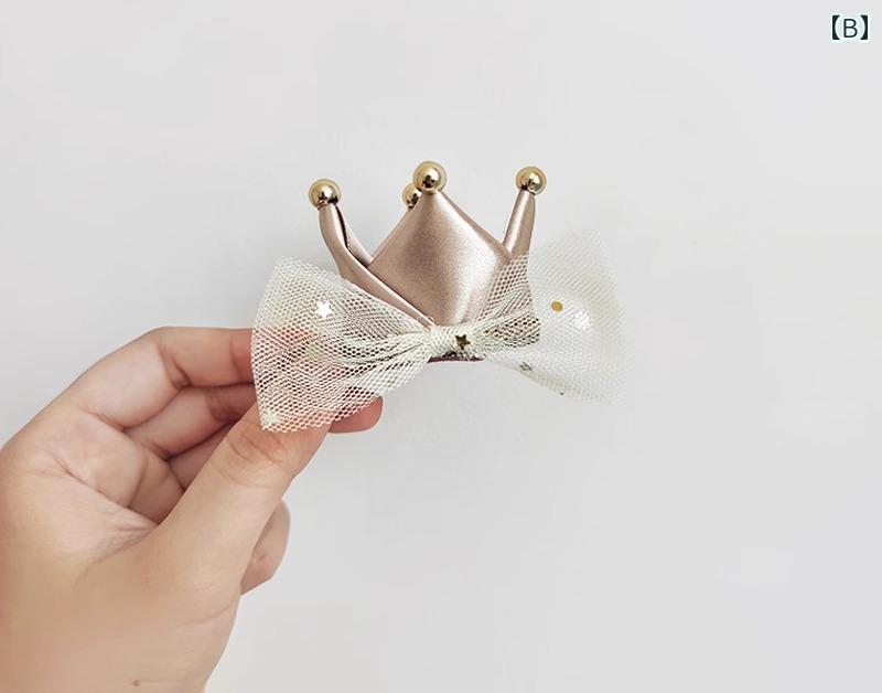 ペット 帽子 誕生日 頭飾り ミニクラウン ヘアピン 猫 犬 装飾 かわいい 写真 撮影用 小道具 かぶりもの 動物 クリップ 赤 ゴールド ピンク 3