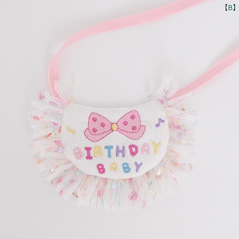 犬用 帽子 誕生日 よだれかけ パーティー かわいい 熊 リボン スカーフ 子猫 ポンポン ハット メッシュ チュール 三角 白 桃 黄 春夏秋冬 3